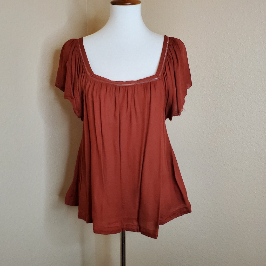 Rust Square-Neck Top